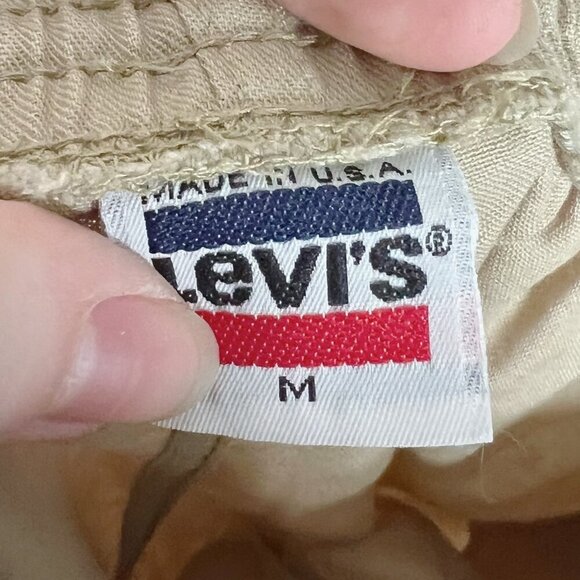 Vintage Levi's Men's Khaki Drawstring Straight Leg Pants Size M - Picture 5 of 7